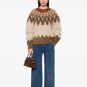 MARANT ÉTOILE Natania brushed Fair Isle intarsia-knit sweater